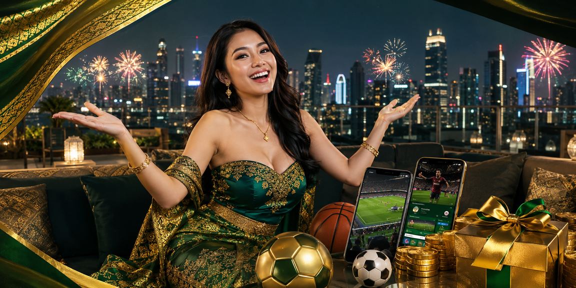 Suasana festival pendaftaran dan bonus dengan dekorasi penuh warna