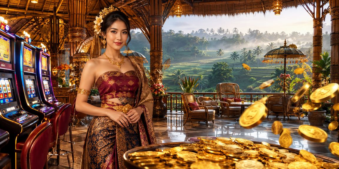 Suasana festival game dan slot online yang ramai dan penuh cahaya